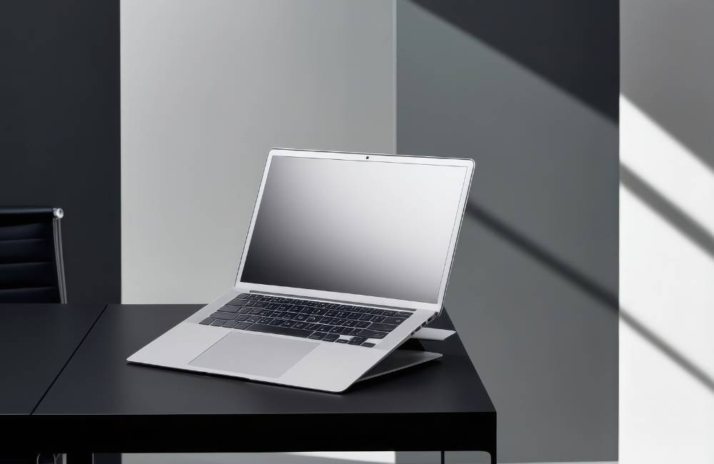 データ消去と手続きが完了し、静かな空間に置かれたノートパソコン