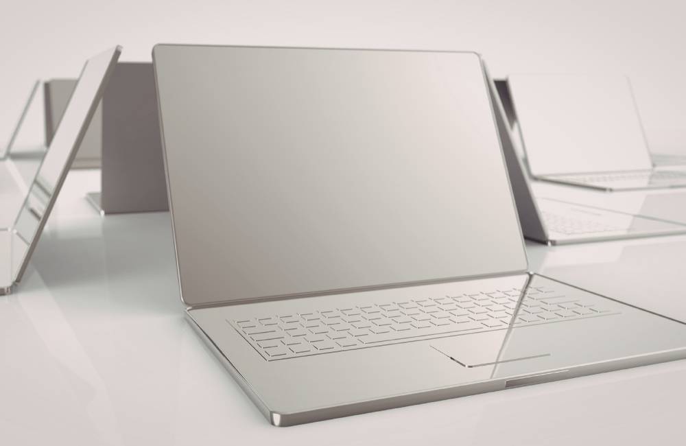 LatitudeやInspironなどDELLの多様なモデルを象徴する、シンプルでスタイリッシュな複数のシルバーノートパソコンのラインナップ